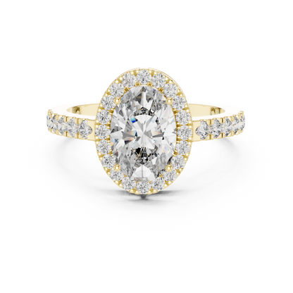Oval Halo Diamond Engagement Ring with Pav茅 Band