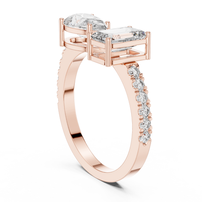 Toi et Moi Diamond Ring (Oval & Emerald Cut )