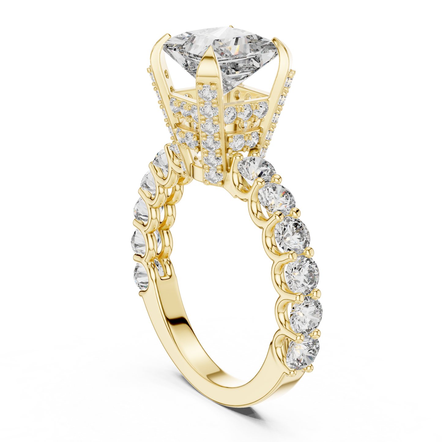 Princess Cut Diamond Ring with Pav茅 Band