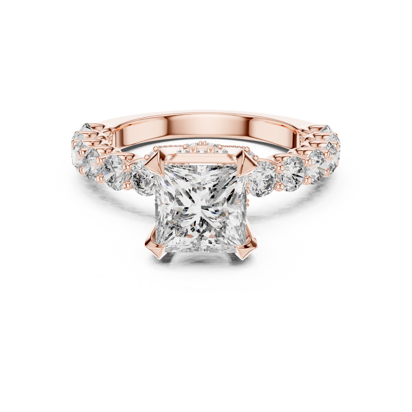 Princess Cut Diamond Ring with Pav茅 Band