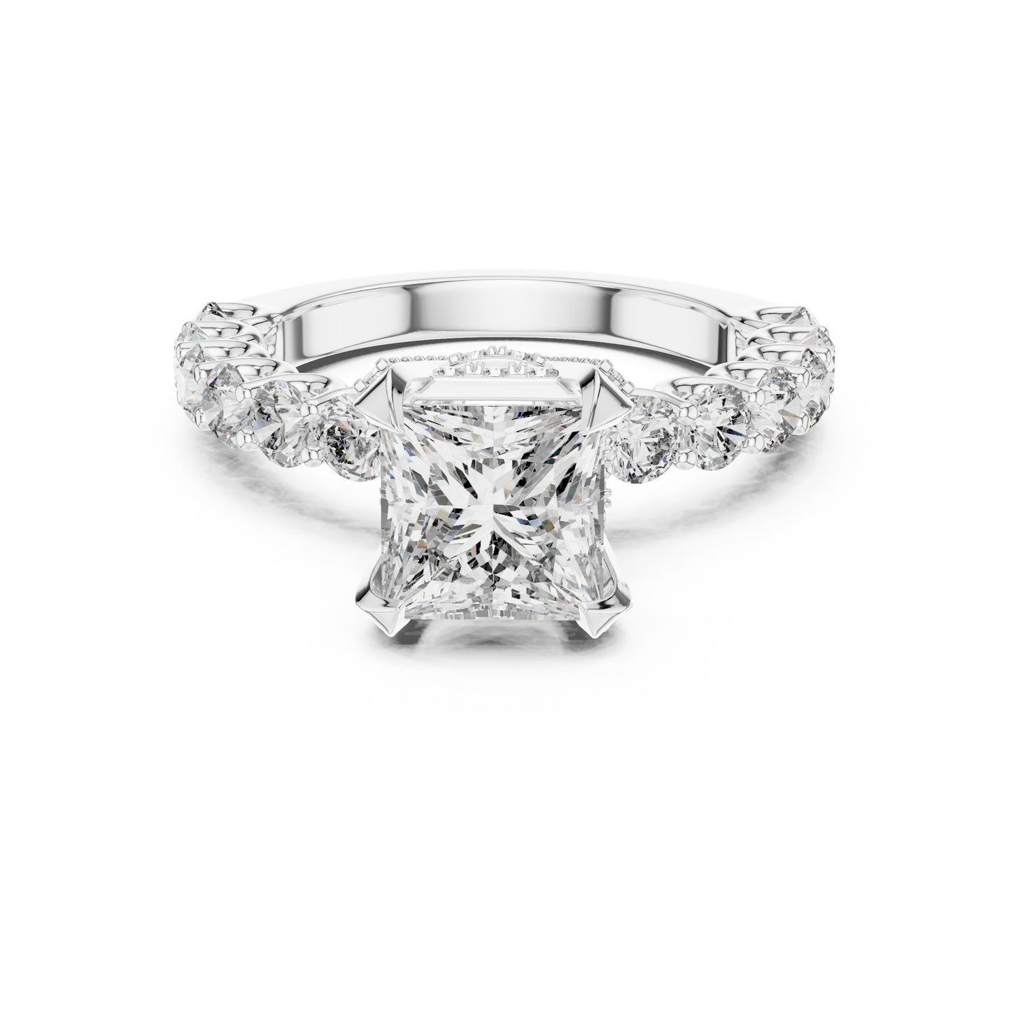 Princess Cut Diamond Ring with Pav茅 Band