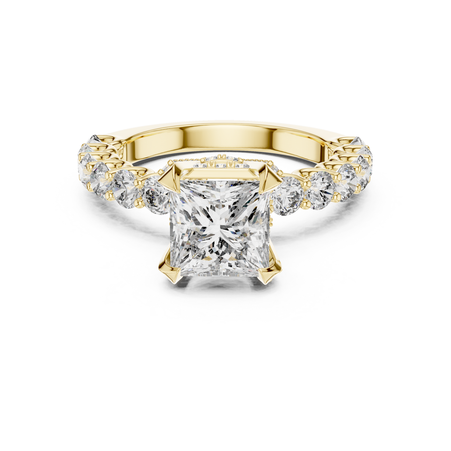 Princess Cut Diamond Ring with Pav茅 Band