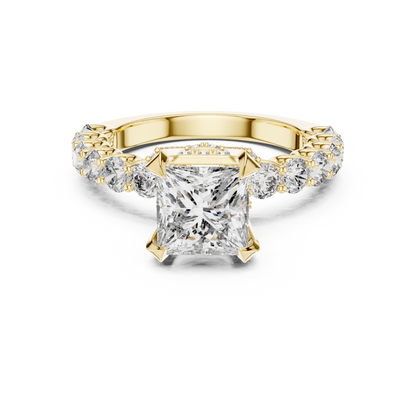 Princess Cut Diamond Ring with Pav茅 Band