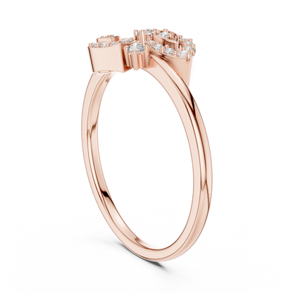 Diamond Leaf Motif Open Ring