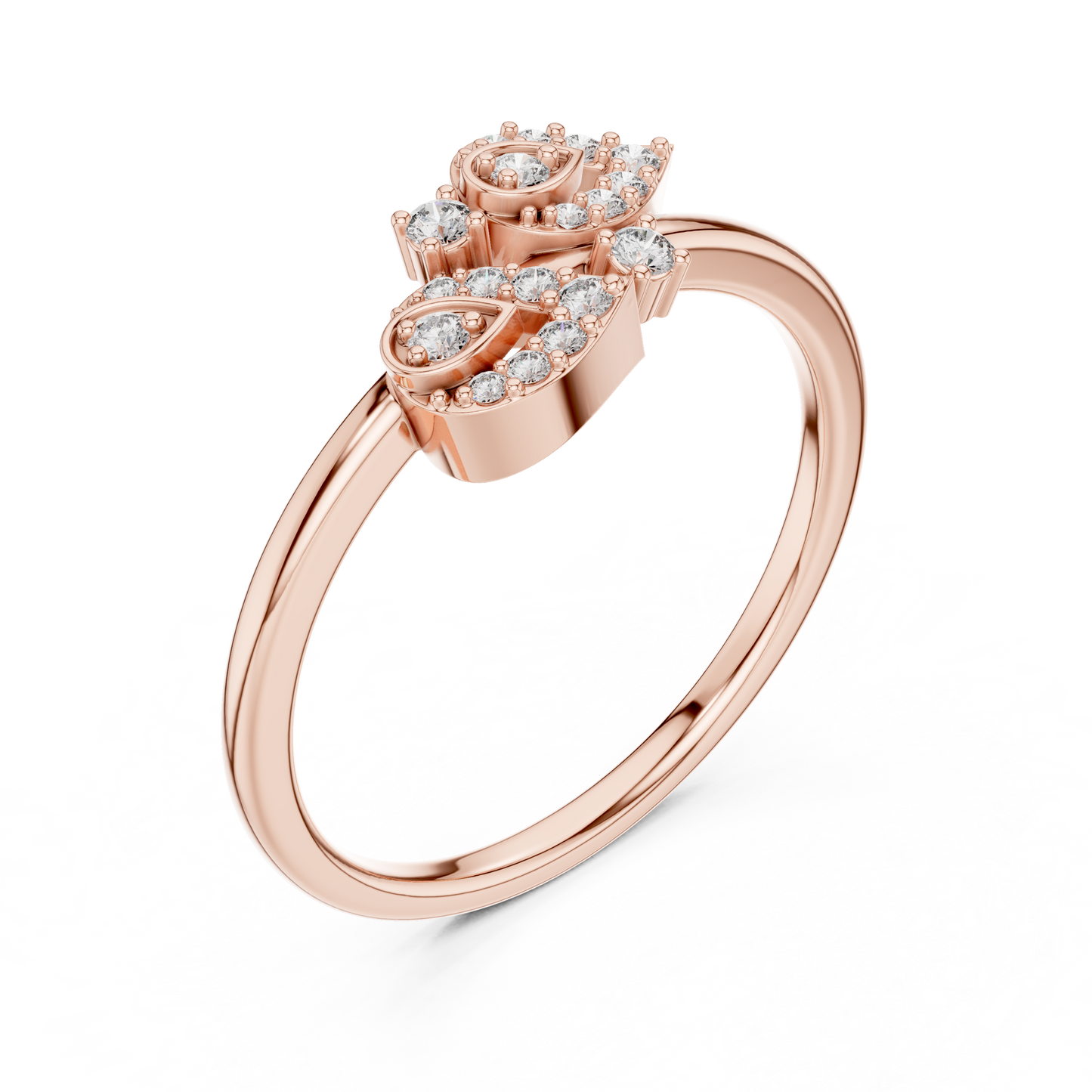 Diamond Leaf Motif Open Ring