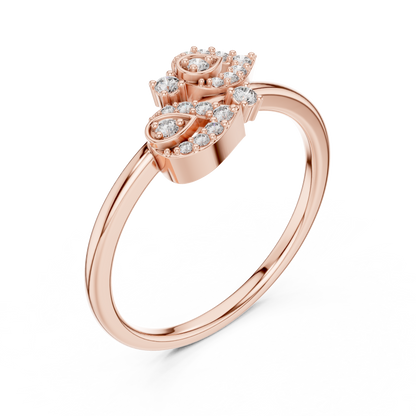 Diamond Leaf Motif Open Ring