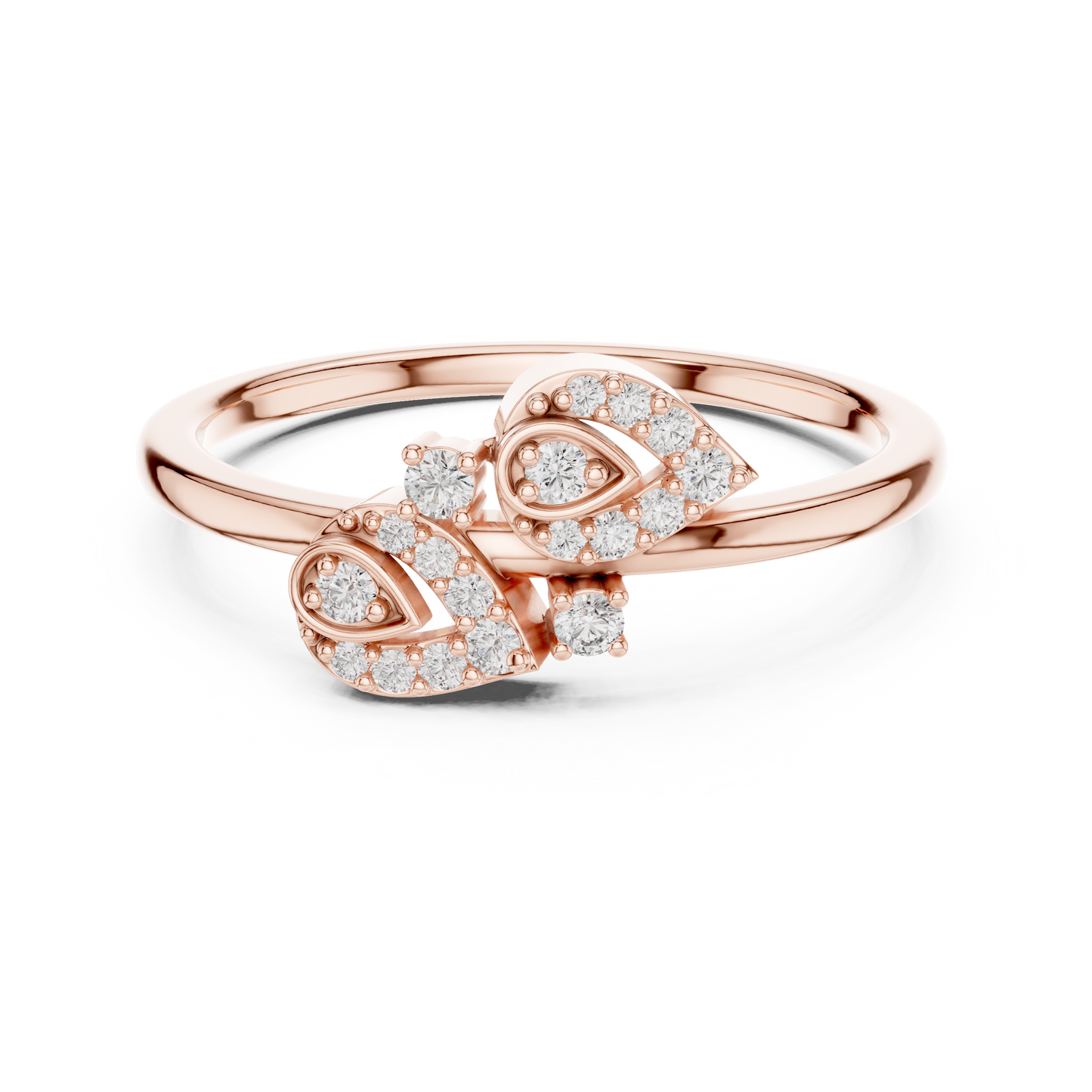 Diamond Leaf Motif Open Ring