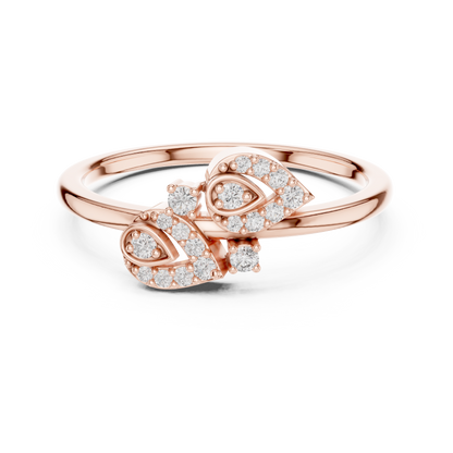 Diamond Leaf Motif Open Ring