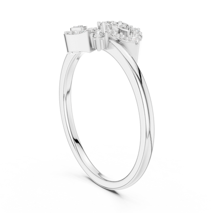 Diamond Leaf Motif Open Ring
