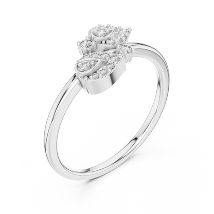 Diamond Leaf Motif Open Ring