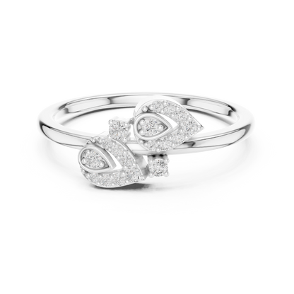 Diamond Leaf Motif Open Ring