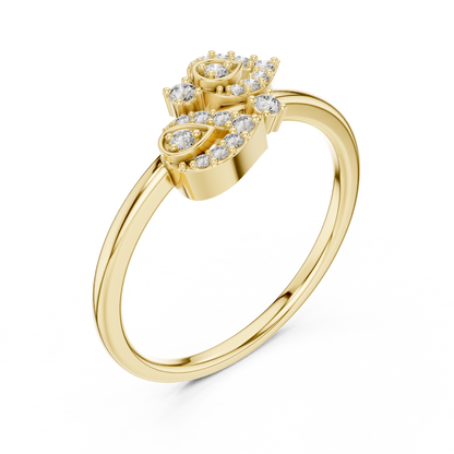 Diamond Leaf Motif Open Ring