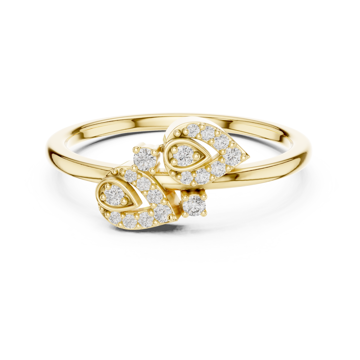 Diamond Leaf Motif Open Ring