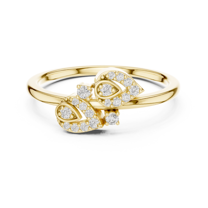 Diamond Leaf Motif Open Ring