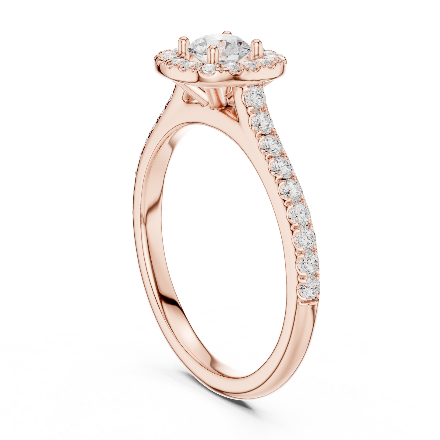 Petite Cushion Halo Diamond Ring with Pav茅 Band