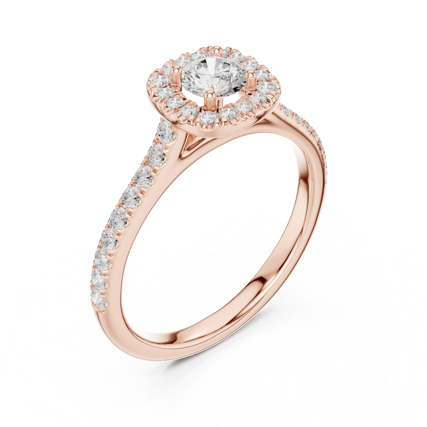 Petite Cushion Halo Diamond Ring with Pav茅 Band