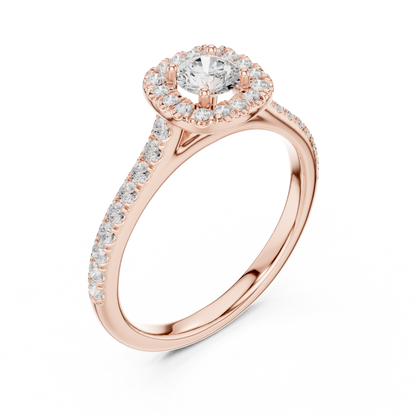 Petite Cushion Halo Diamond Ring with Pav茅 Band