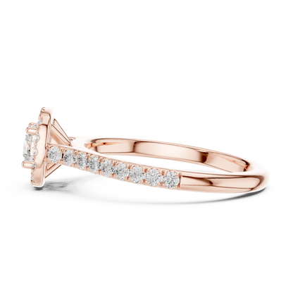 Petite Cushion Halo Diamond Ring with Pav茅 Band