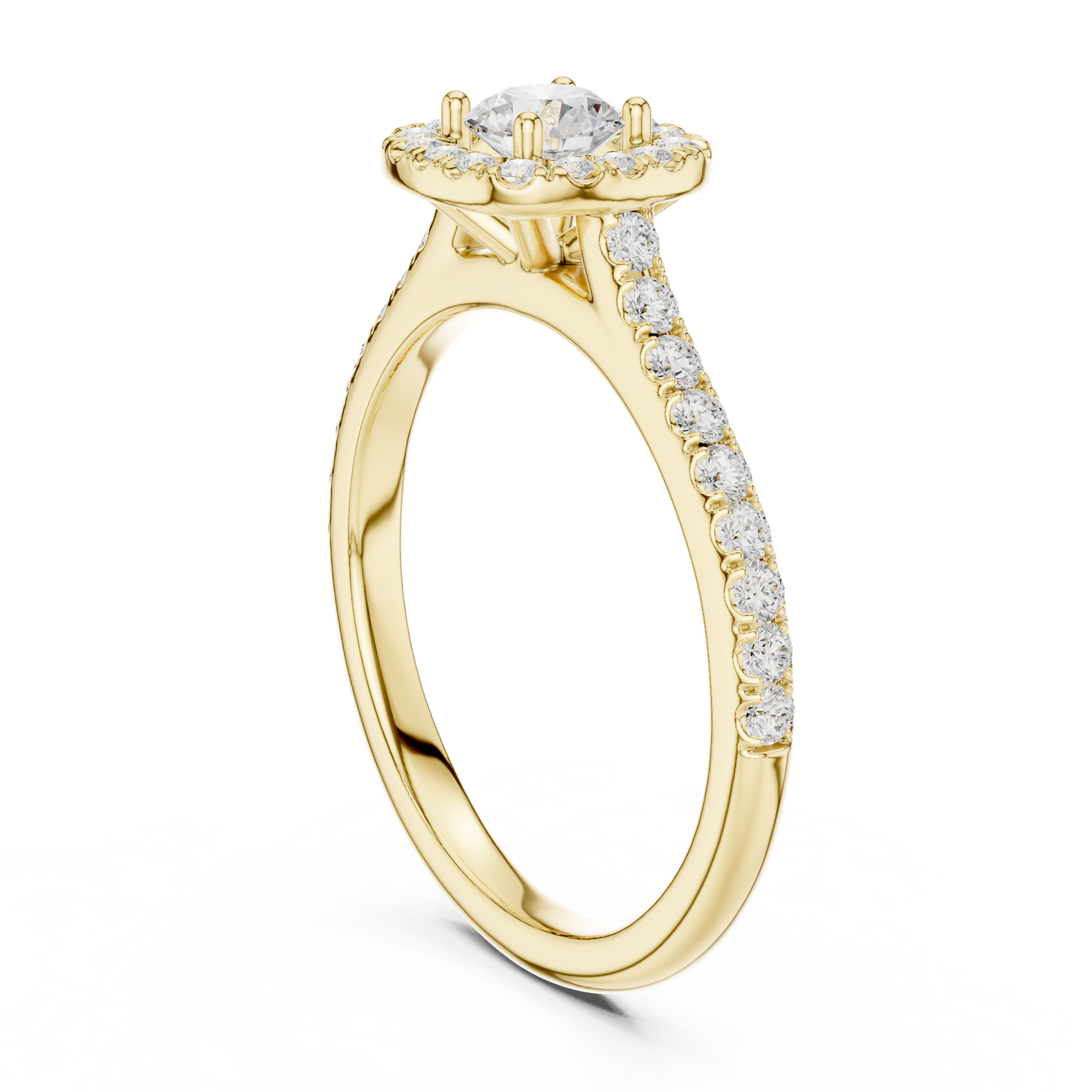 Petite Cushion Halo Diamond Ring with Pav茅 Band