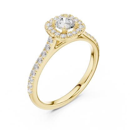 Petite Cushion Halo Diamond Ring with Pav茅 Band