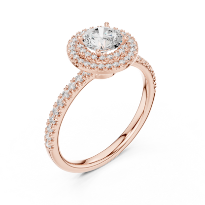 Double Halo Round Lab-Grown Diamond Engagement Ring