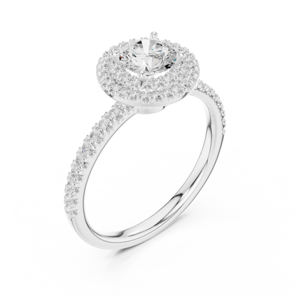 Double Halo Round Lab-Grown Diamond Engagement Ring