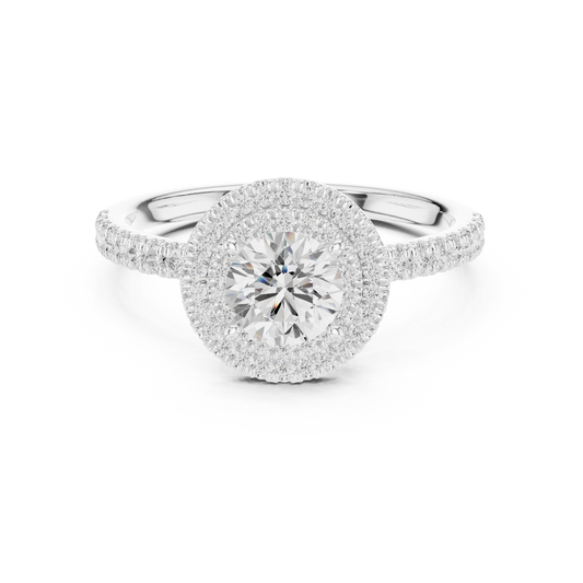 Double Halo Round Lab-Grown Diamond Engagement Ring