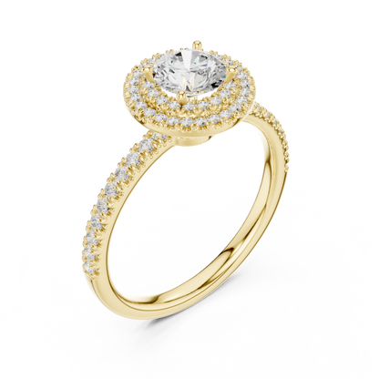 Double Halo Round Lab-Grown Diamond Engagement Ring