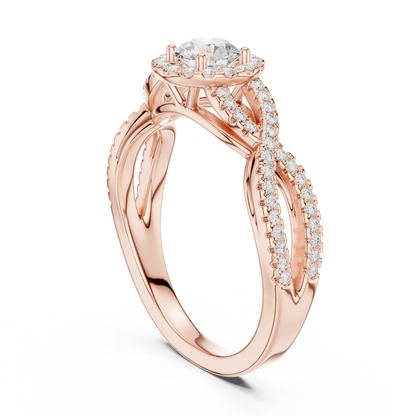 Twisted Split-Shank Halo Round Lab-Grown Diamond Ring