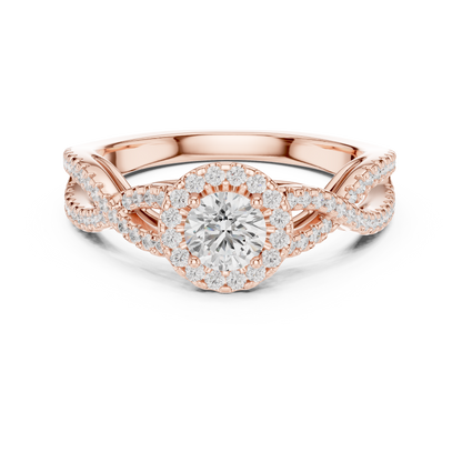 Twisted Split-Shank Halo Round Lab-Grown Diamond Ring