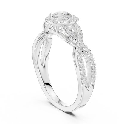 Twisted Split-Shank Halo Round Lab-Grown Diamond Ring