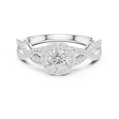 Twisted Split-Shank Halo Round Lab-Grown Diamond Ring