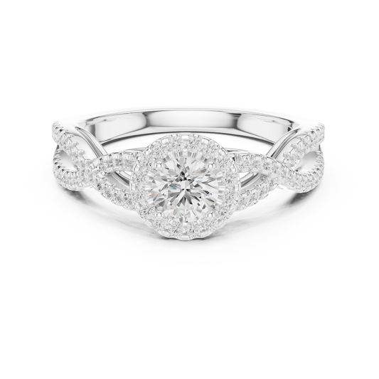 Twisted Split-Shank Halo Round Lab-Grown Diamond Ring