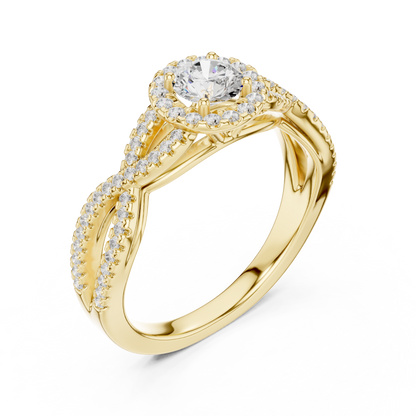 Twisted Split-Shank Halo Round Lab-Grown Diamond Ring