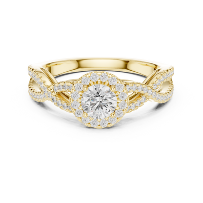 Twisted Split-Shank Halo Round Lab-Grown Diamond Ring