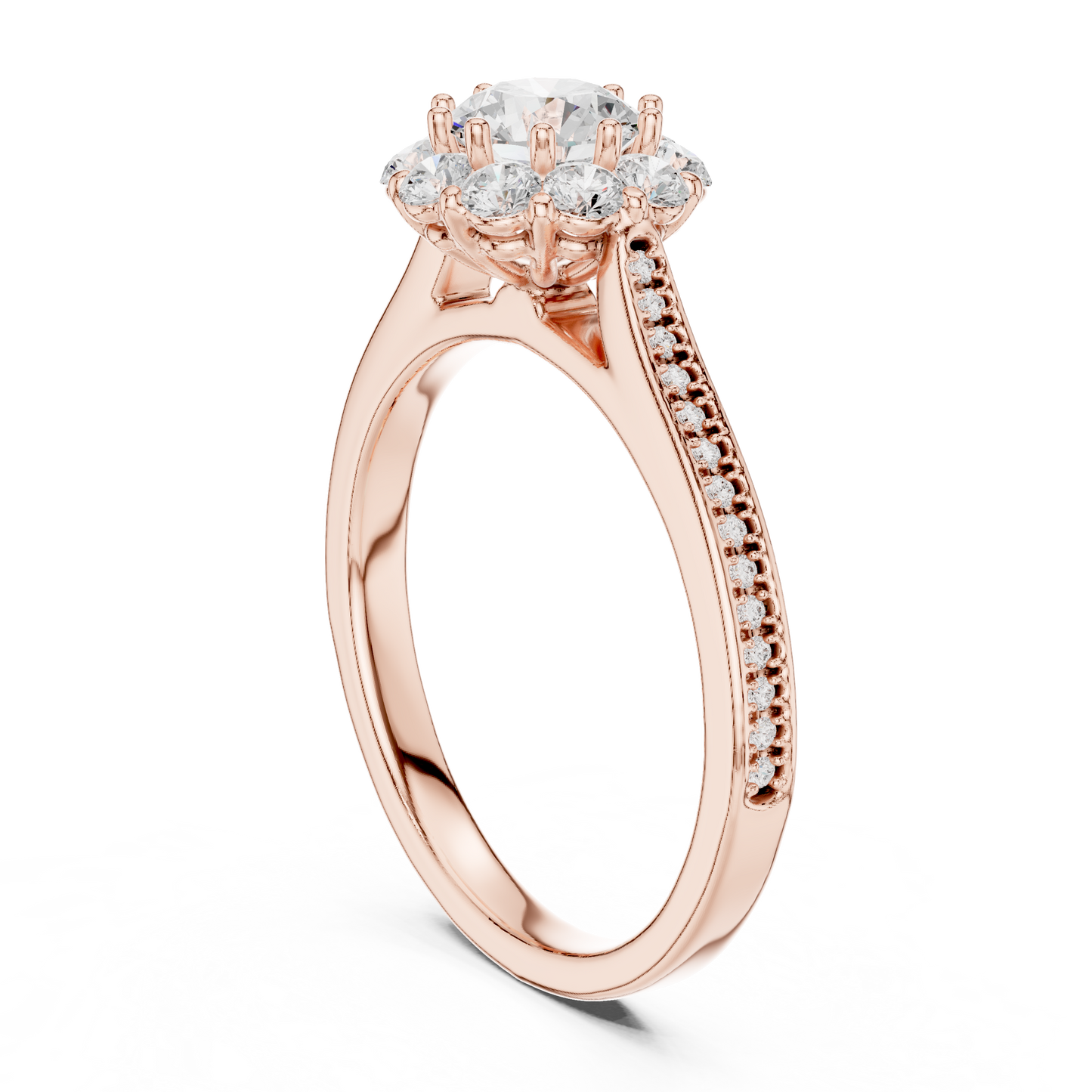 Floral Halo Diamond Engagement Ring