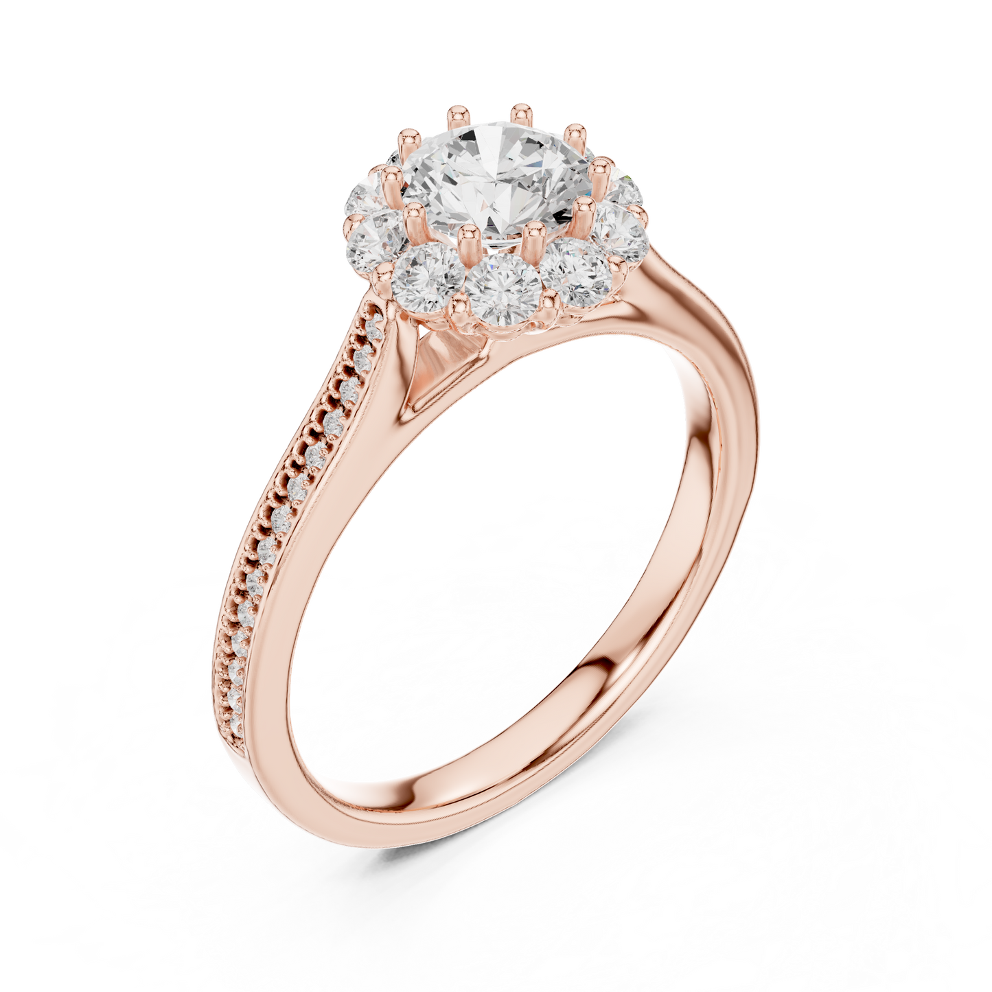 Floral Halo Diamond Engagement Ring