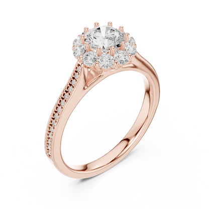 Floral Halo Diamond Engagement Ring
