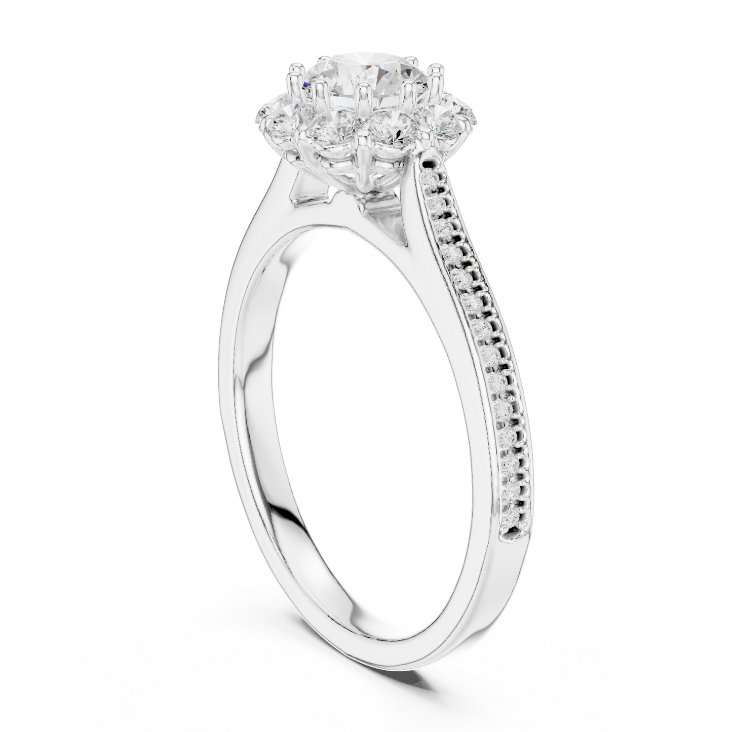 Floral Halo Diamond Engagement Ring