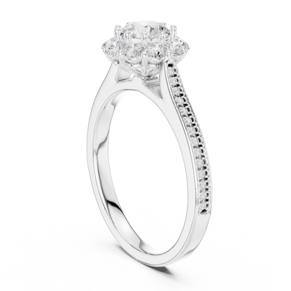 Floral Halo Diamond Engagement Ring