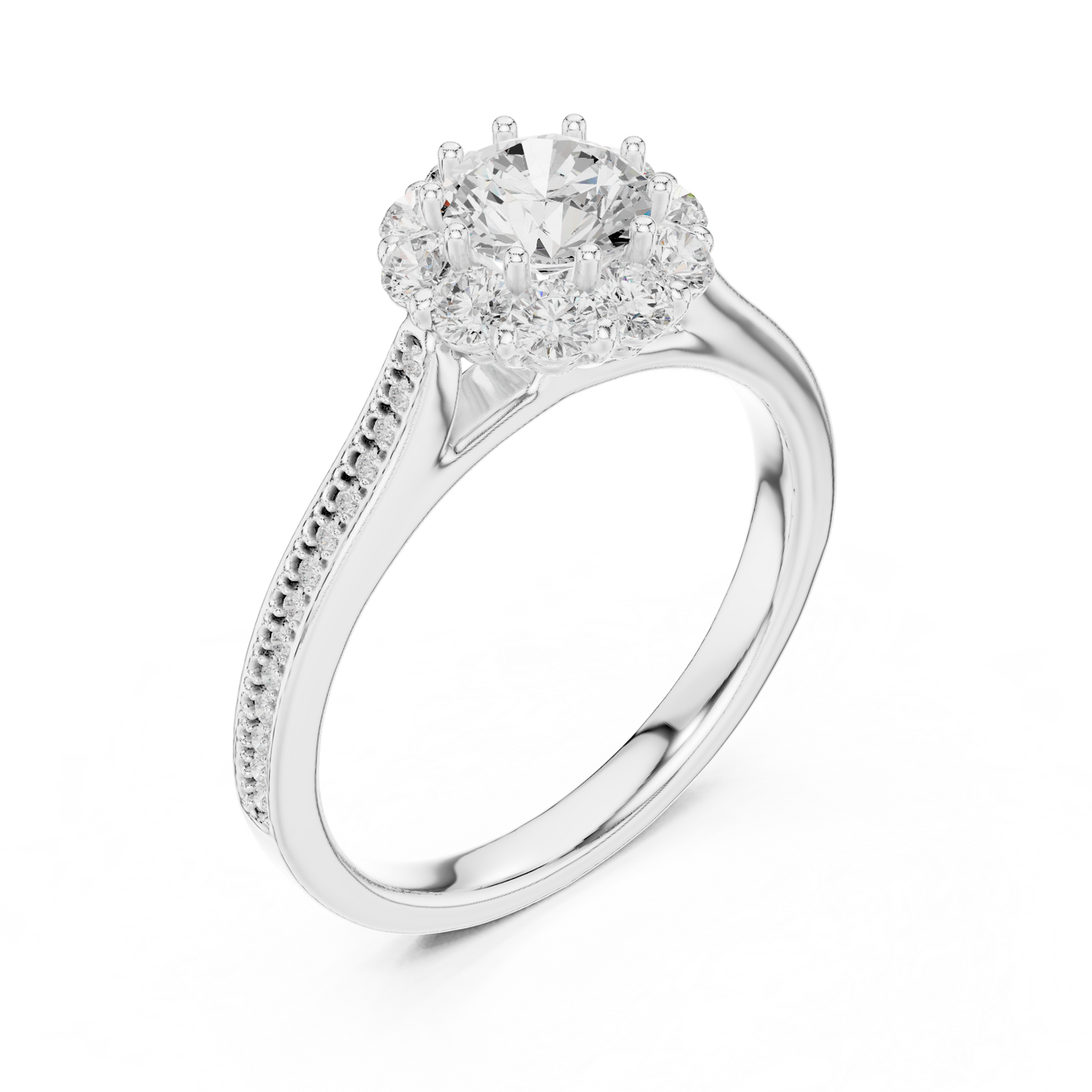 Floral Halo Diamond Engagement Ring
