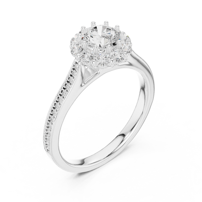 Floral Halo Diamond Engagement Ring