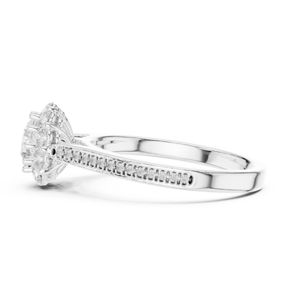 Floral Halo Diamond Engagement Ring