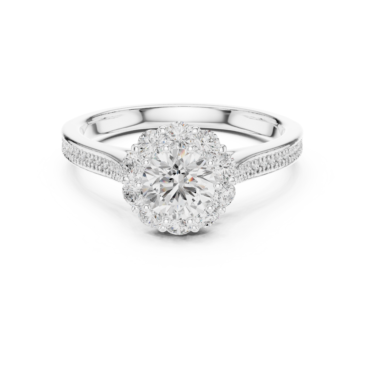 Floral Halo Diamond Engagement Ring