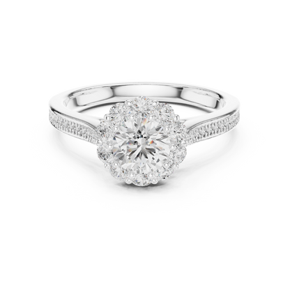 Floral Halo Diamond Engagement Ring