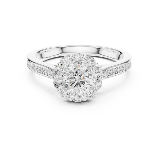 Floral Halo Diamond Engagement Ring