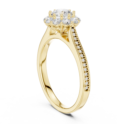 Floral Halo Diamond Engagement Ring