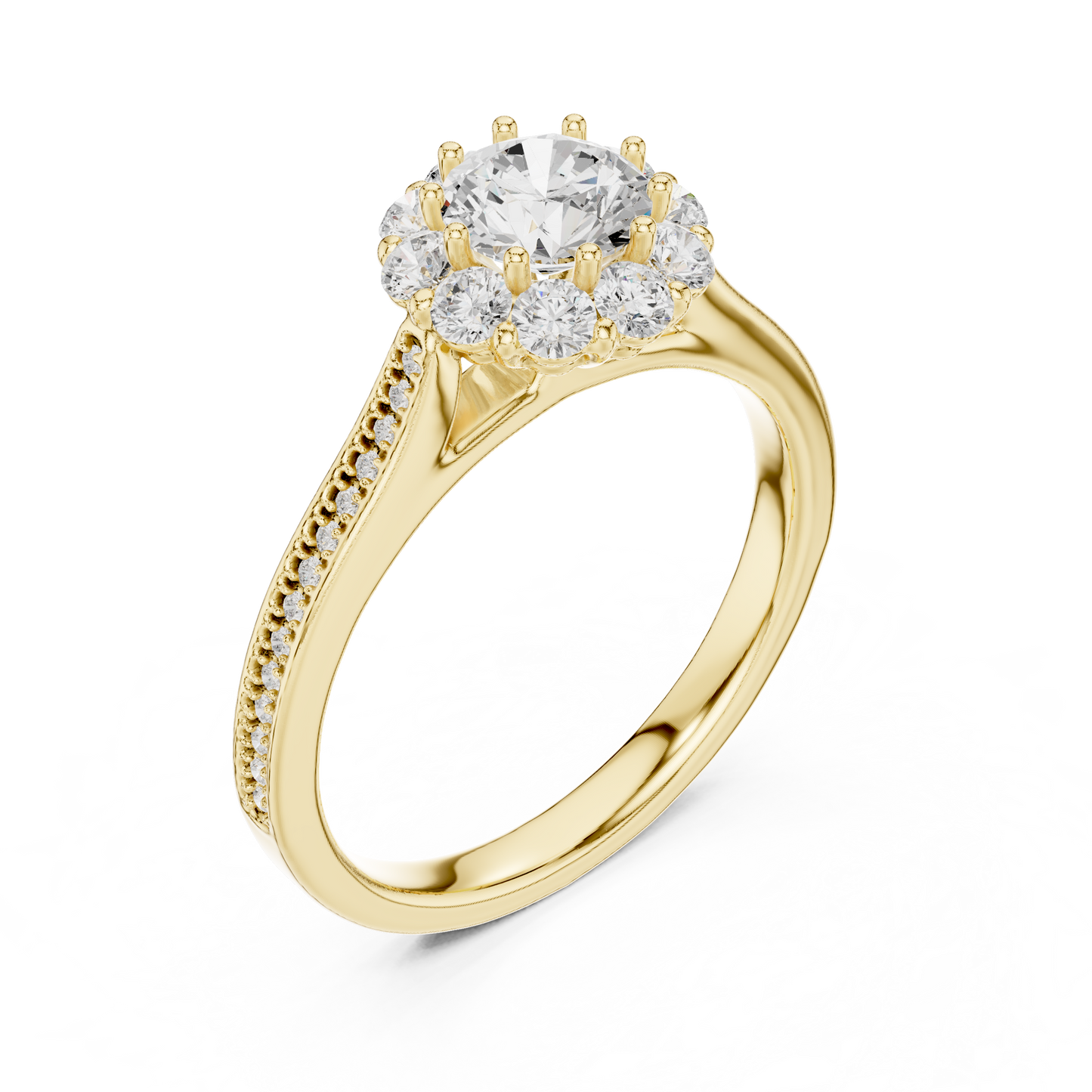 Floral Halo Diamond Engagement Ring