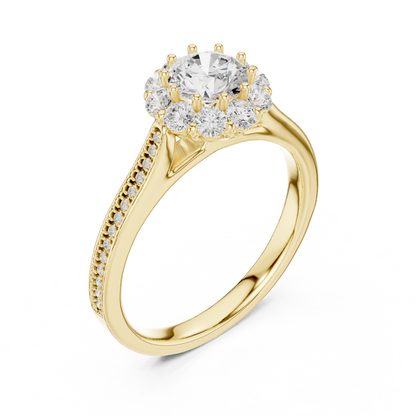 Floral Halo Diamond Engagement Ring