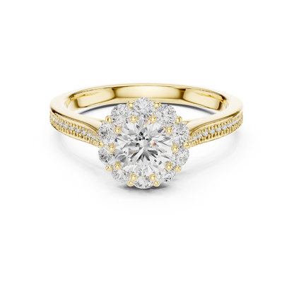 Floral Halo Diamond Engagement Ring